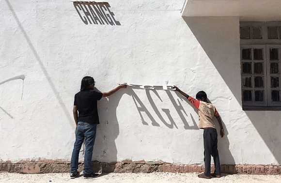 This Indian Artist Creates Awe-Inspiring Masterpieces on Buildings Using Typographic Shadow Graffiti Tomatoheart.com 2
